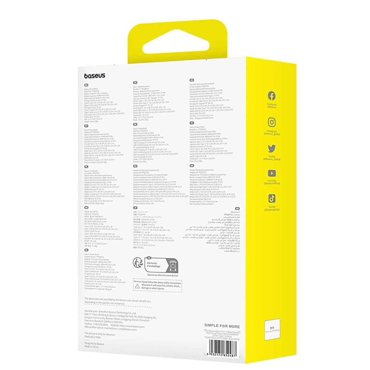 Baseus Qpow Pro+ 22,5 W 10000 mAh USB-C Powerbank – Weiß