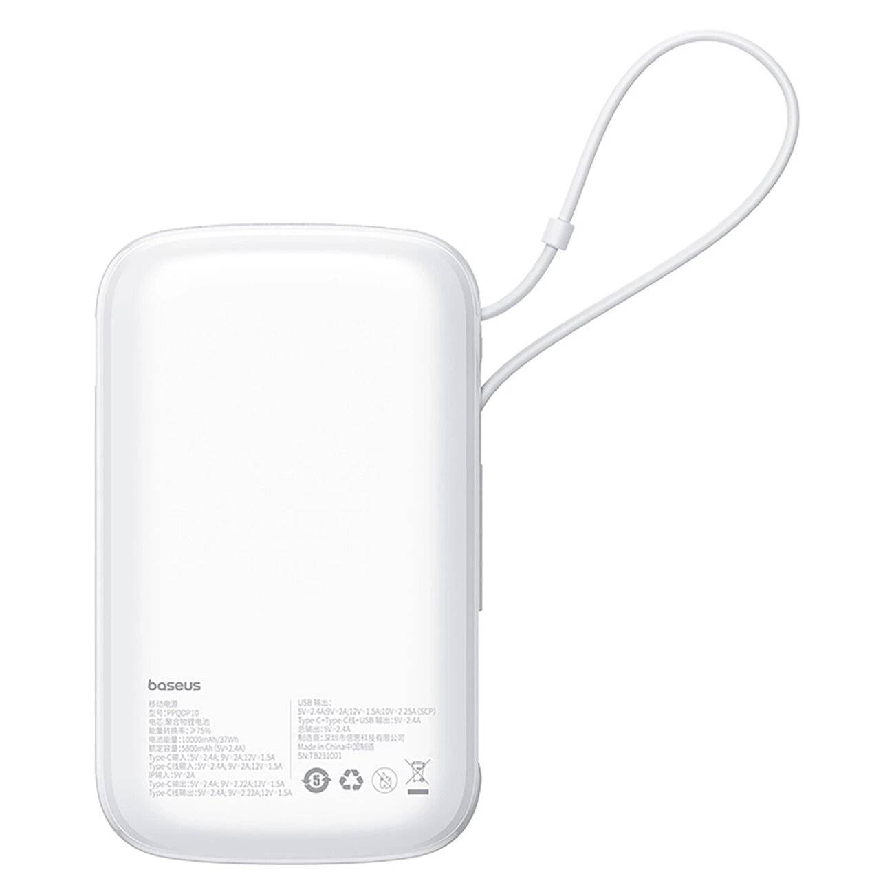 Baseus Qpow Pro+ 22,5 W 10000 mAh USB-C Powerbank – Weiß