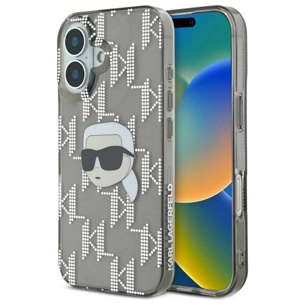 Karl Lagerfeld IML Head Galvanisierte Hülle iPhone 16 – Schwarz