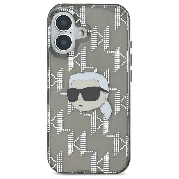 Karl Lagerfeld IML Head Galvanisierte Hülle iPhone 16 – Schwarz