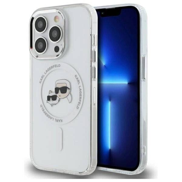 Karl Lagerfeld IML Metal & Choupette Head MagSafe Hülle iPhone 14 Pro Max – weiß