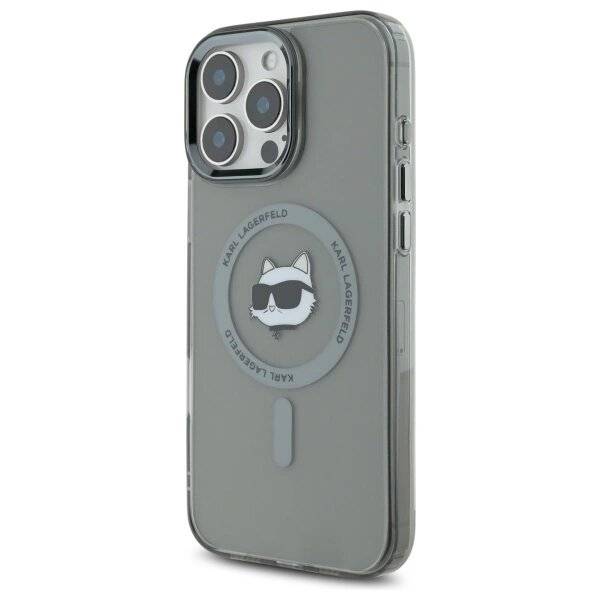 Karl Lagerfeld IML Metal Choupette Head MagSafe-Hülle iPhone 16 Pro Max – Schwarz