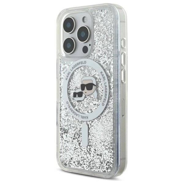 Karl Lagerfeld Liquid Glitter & Choupette Head Magsafe Hülle iPhone 16 Pro Max – transparent