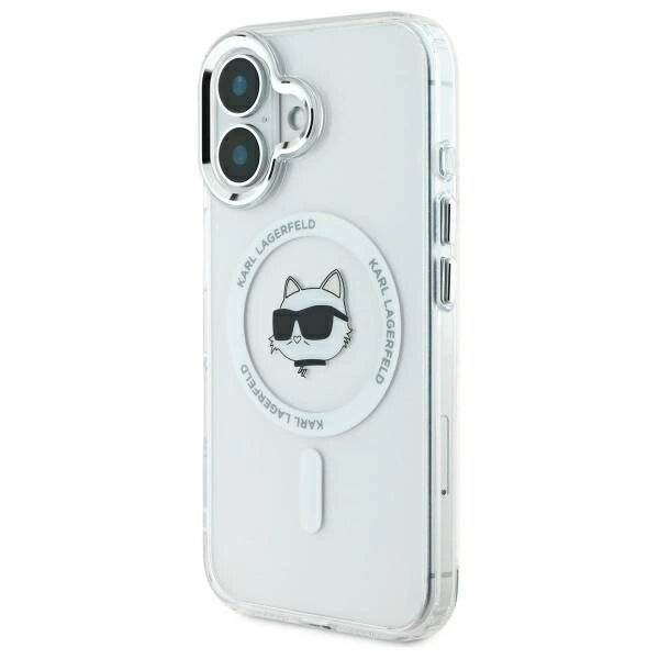 Karl Lagerfeld IML Metal Choupette Head MagSafe-Hülle iPhone 16 – Weiß