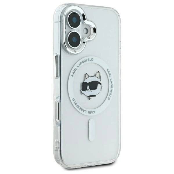 Karl Lagerfeld IML Metal Choupette Head MagSafe-Hülle iPhone 16 – Weiß