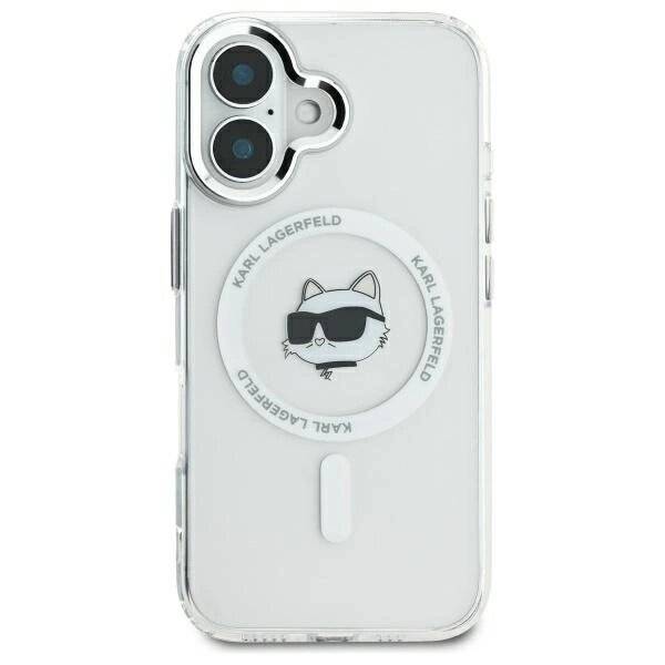 Karl Lagerfeld IML Metal Choupette Head MagSafe-Hülle iPhone 16 – Weiß