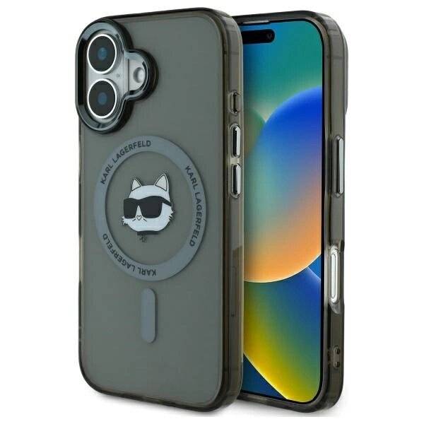 Karl Lagerfeld IML Metal Choupette Head MagSafe Hülle iPhone 16 – Schwarz