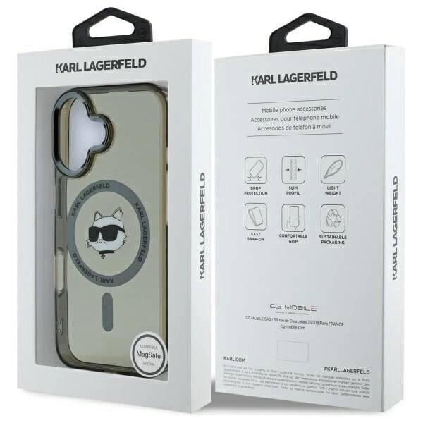 Karl Lagerfeld IML Metal Choupette Head MagSafe Hülle iPhone 16 – Schwarz