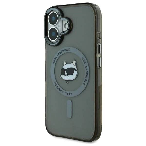 Karl Lagerfeld IML Metal Choupette Head MagSafe Hülle iPhone 16 – Schwarz