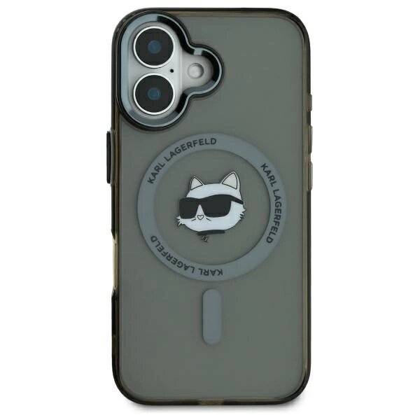 Karl Lagerfeld IML Metal Choupette Head MagSafe Hülle iPhone 16 – Schwarz