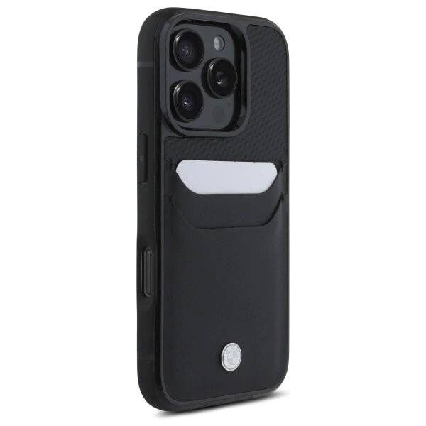 BMW Sign Leather Cardslot Hülle iPhone 16 Pro Max – Schwarz