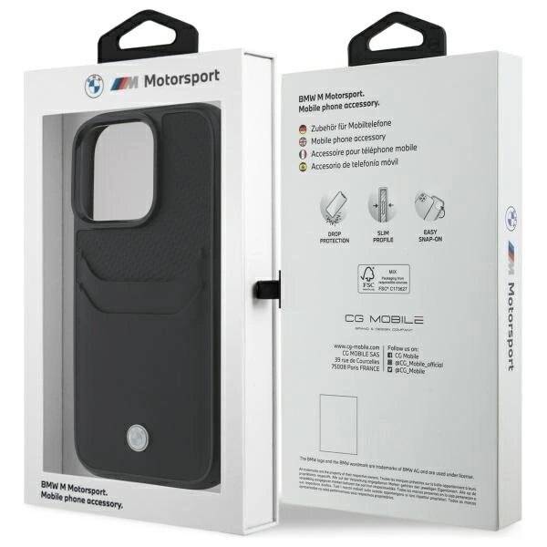 BMW Sign Leather Cardslot Hülle iPhone 16 Pro Max – Schwarz