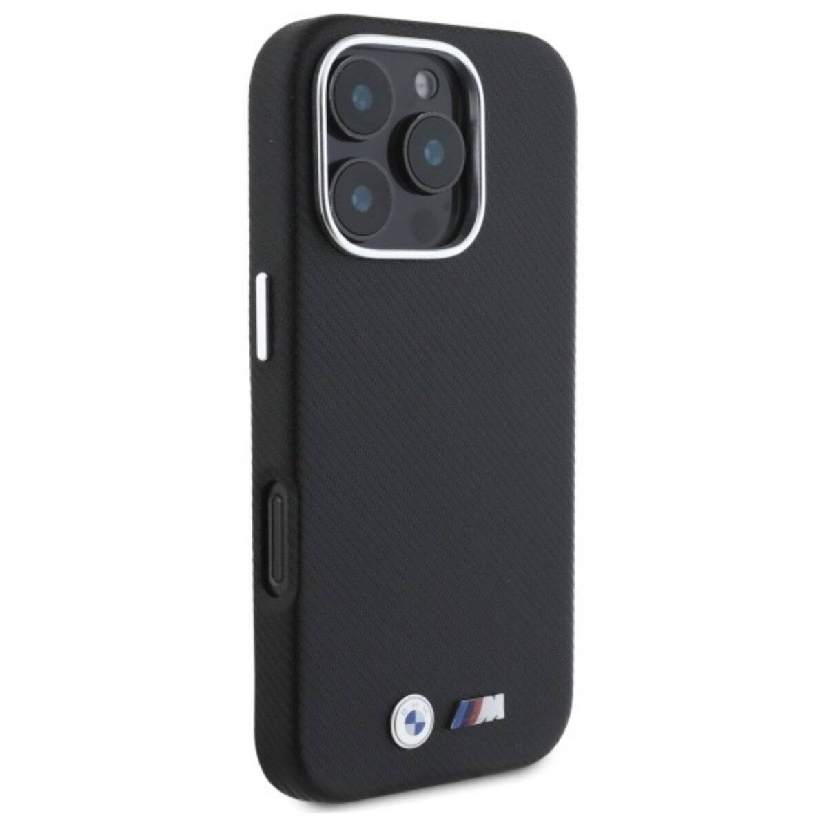 BMW M Edition Kevlar Handyhülle kompatibel mit iPhone 16 Pro Max – Schwarz