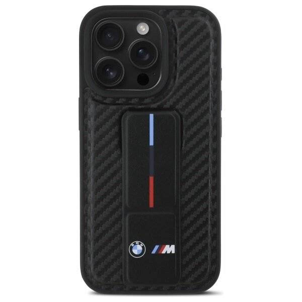BMW M Grip Stand Smooth Carbon Hülle iPhone 16 Pro Max – schwarz