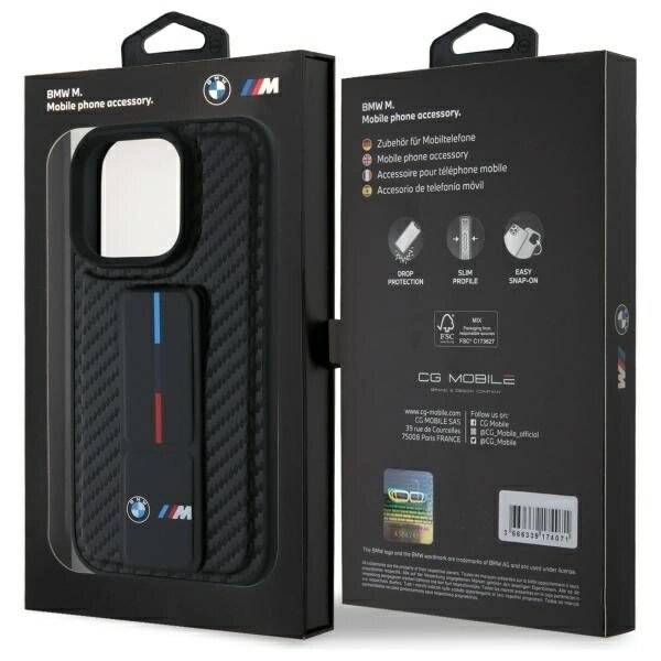 BMW M Grip Stand Smooth Carbon Hülle iPhone 16 Pro Max – schwarz