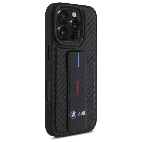 BMW M Grip Stand Smooth Carbon Hülle iPhone 16 Pro Max – schwarz