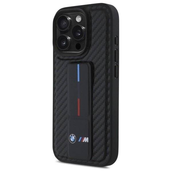 BMW M Grip Stand Smooth Carbon Hülle iPhone 16 Pro Max – schwarz