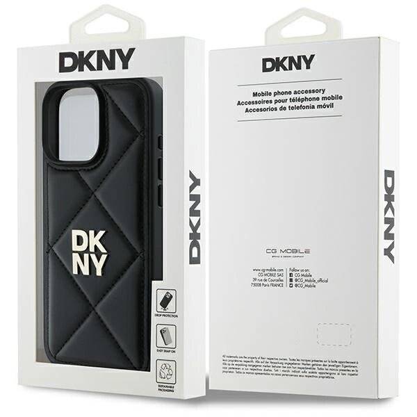 DKNY Quilted Stack Logo Hülle iPhone 16 Pro – Schwarz