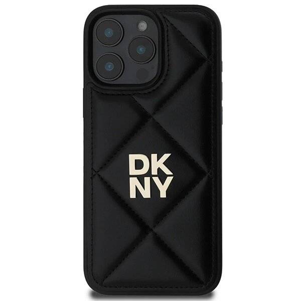 DKNY Quilted Stack Logo Hülle iPhone 16 Pro – Schwarz