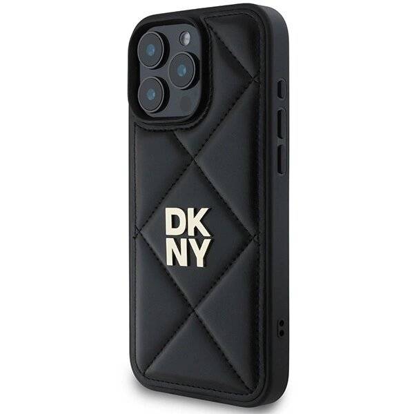 DKNY Quilted Stack Logo Hülle iPhone 16 Pro – Schwarz