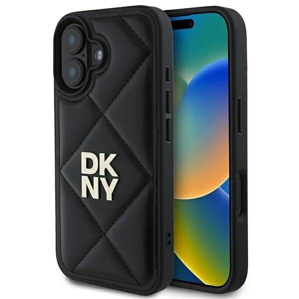 DKNY Quilted Stack Logo Hülle iPhone 16 – Schwarz