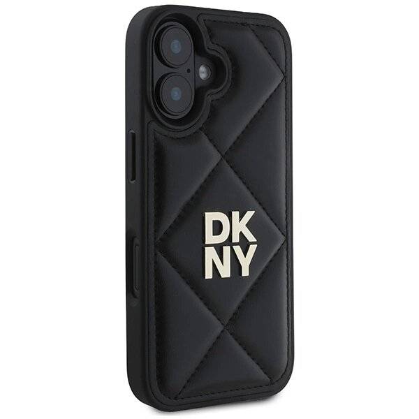 DKNY Quilted Stack Logo Hülle iPhone 16 – Schwarz