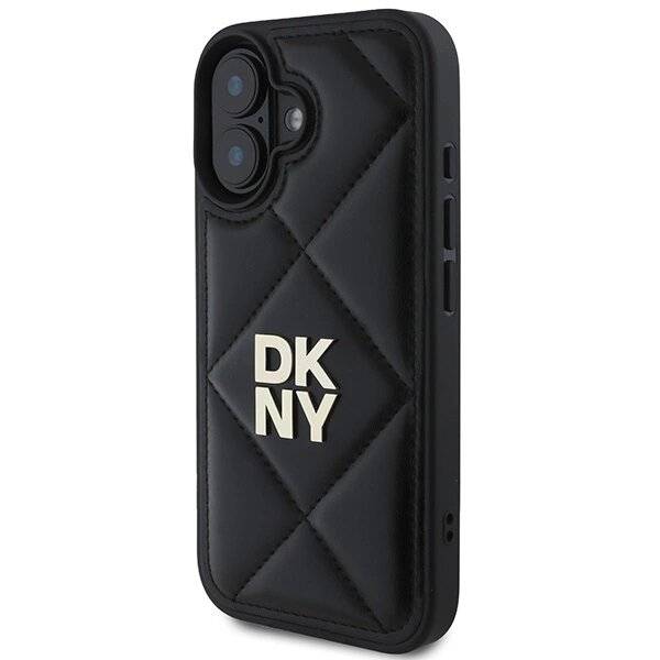 DKNY Quilted Stack Logo Hülle iPhone 16 – Schwarz