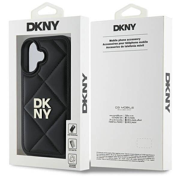 DKNY Quilted Stack Logo Hülle iPhone 16 – Schwarz