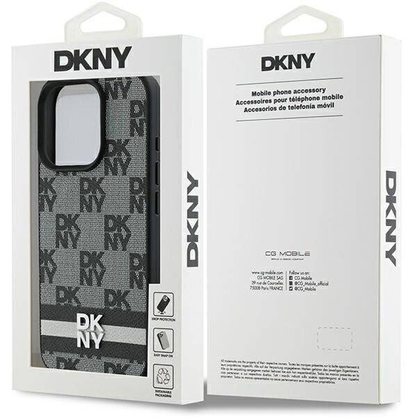 DKNY Checkered Pattern & Printed Stripes Hülle iPhone 16 Pro Max – Schwarz