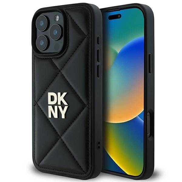 DKNY Quilted Stack Logo Hülle iPhone 16 Pro Max – Schwarz