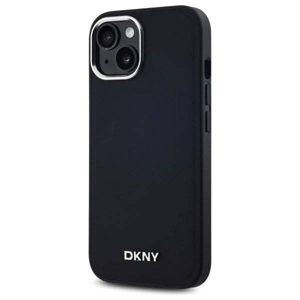 DKNY Plain Logo MagSafe Hülle iPhone 15 – Schwarz