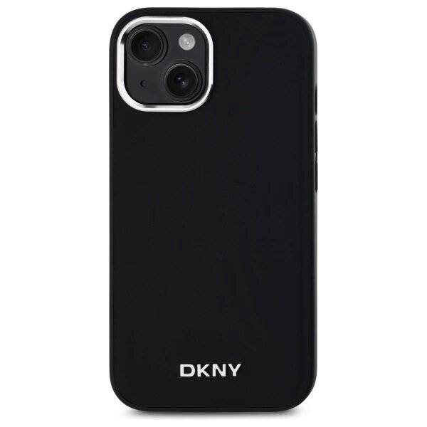 DKNY Plain Logo MagSafe Hülle iPhone 15 Plus – Schwarz