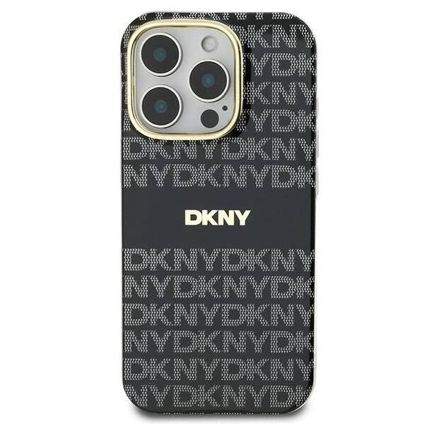 DKNY Repeat Texture Pattern With Stripe Hülle iPhone 16 Pro Max – Schwarz