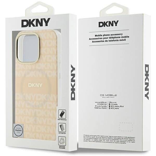 DKNY Repeat Texture Pattern & Stripe MagSafe Hülle iPhone 16 Pro – Rosa