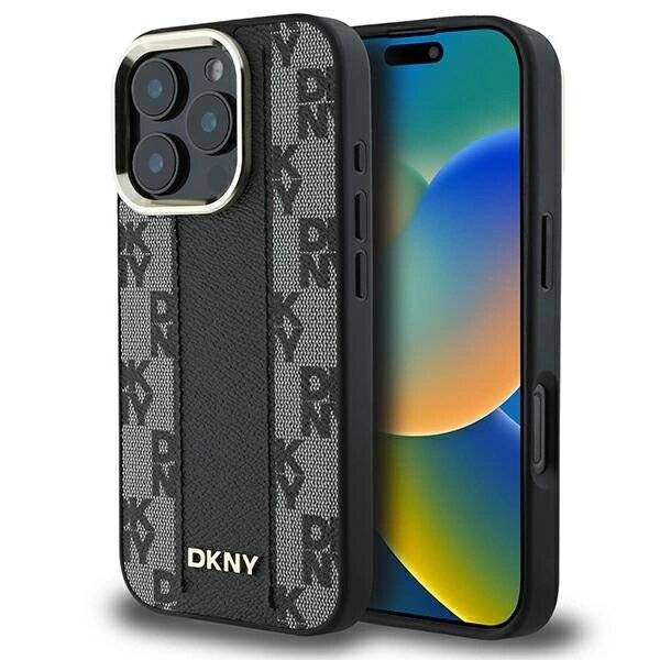 DKNY Checkered Pattern Magsafe Hülle iPhone 16 Pro – Schwarz