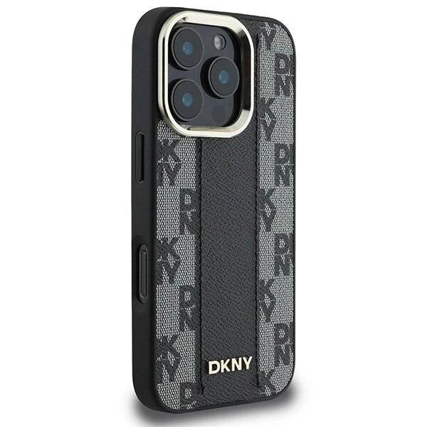 DKNY Checkered Pattern Magsafe Hülle iPhone 16 Pro – Schwarz