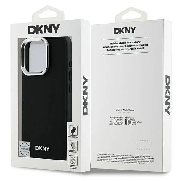 DKNY Plain Silver Logo MagSafe Hülle iPhone 16 Pro – Schwarz