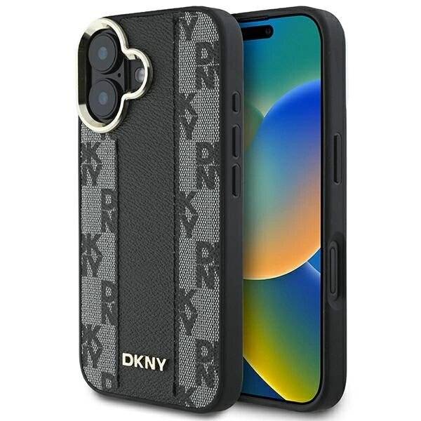DKNY Checkered Pattern Magsafe Hülle iPhone 16 Plus – Schwarz