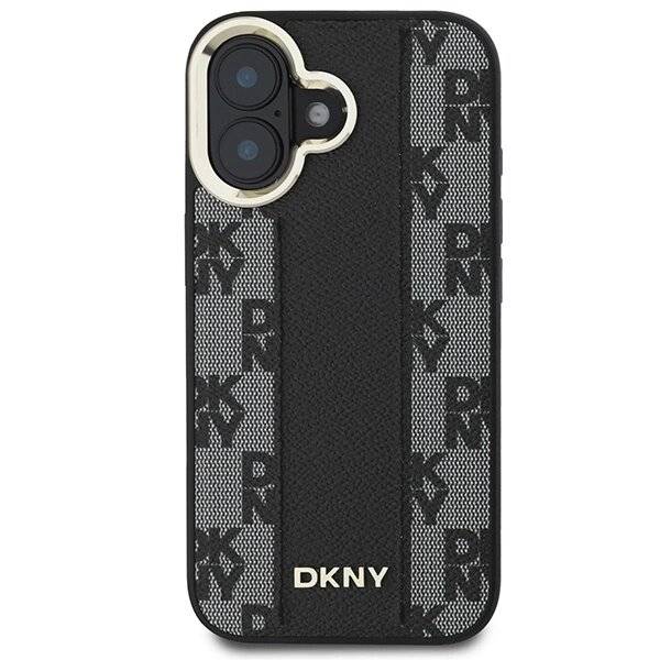 DKNY Checkered Pattern Magsafe Hülle iPhone 16 – Schwarz