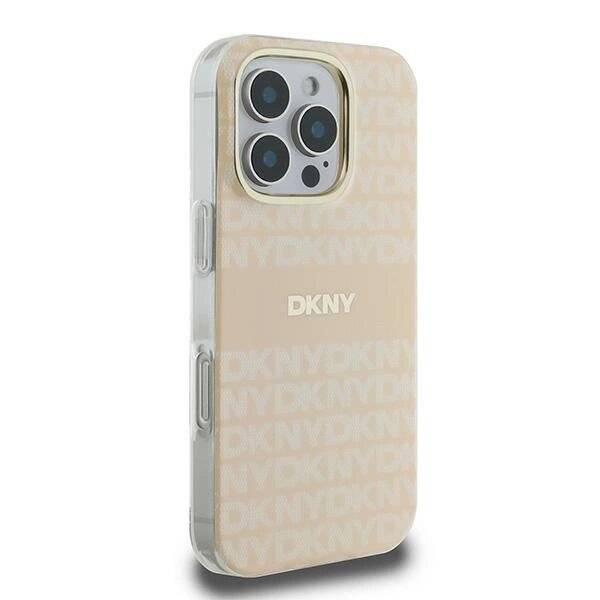 DKNY Repeat Texture Pattern With Stripe Hülle iPhone 16 Pro Max – Rosa