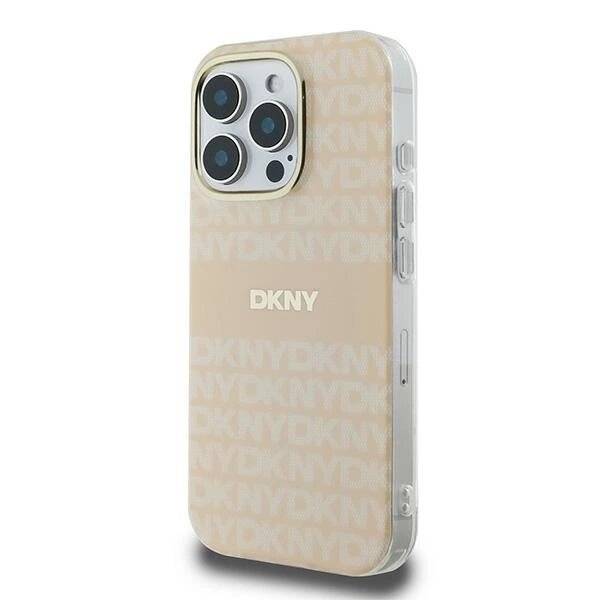 DKNY Repeat Texture Pattern With Stripe Hülle iPhone 16 Pro Max – Rosa