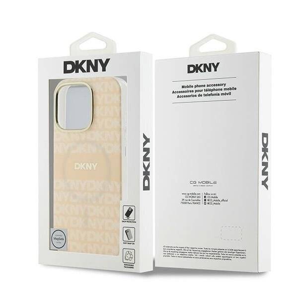 DKNY Repeat Texture Pattern With Stripe Hülle iPhone 16 Pro Max – Rosa