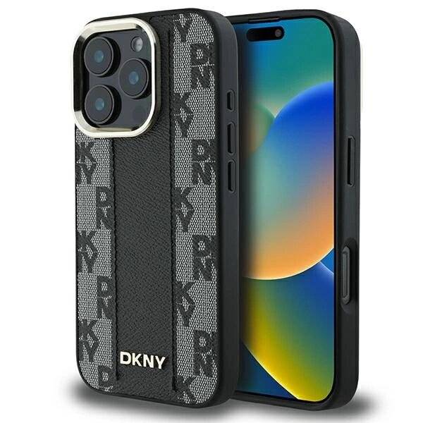 DKNY Checkered Pattern Magsafe Hülle iPhone 16 Pro Max – Schwarz