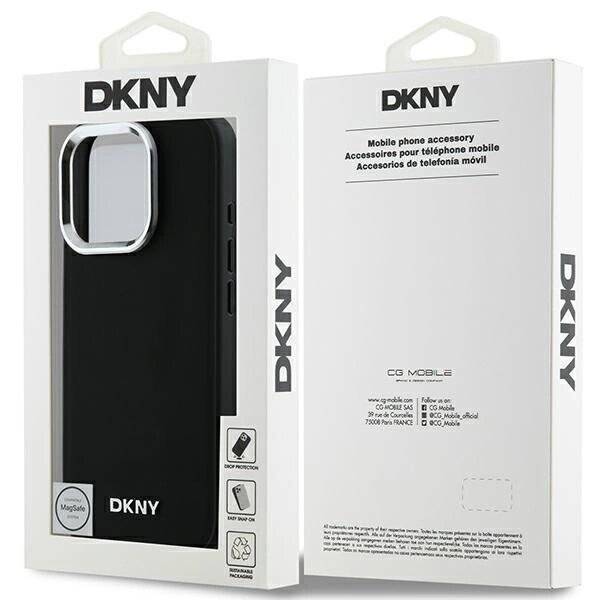 DKNY Plain Silver Logo MagSafe-Hülle iPhone 16 Pro Max – Schwarz