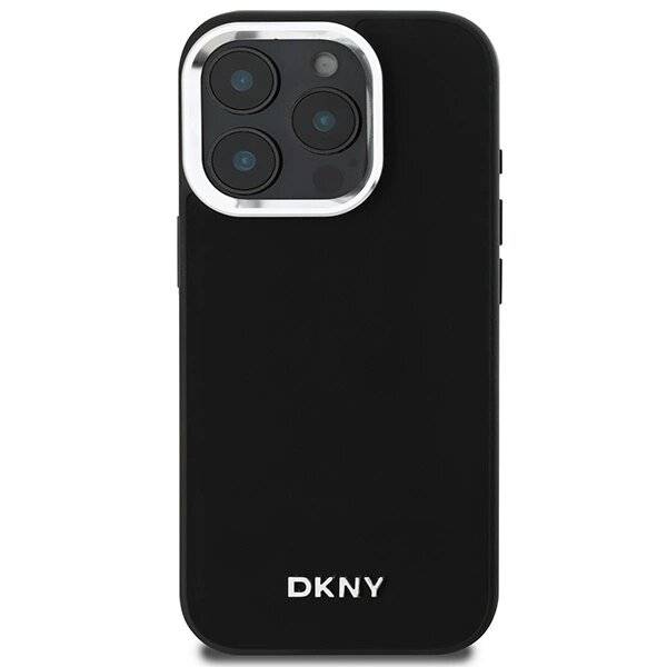 DKNY Plain Silver Logo MagSafe-Hülle iPhone 16 Pro Max – Schwarz