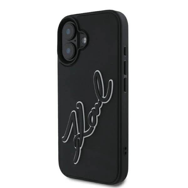 Karl Lagerfeld 3D Rubber Signature Hülle iPhone 16 – Schwarz