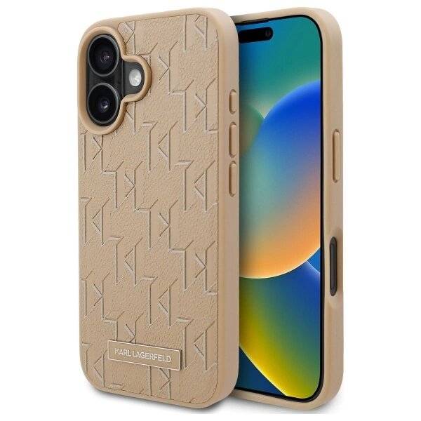 Karl Lagerfeld Hot Stamp Magsafe Hülle iPhone 16 – Beige