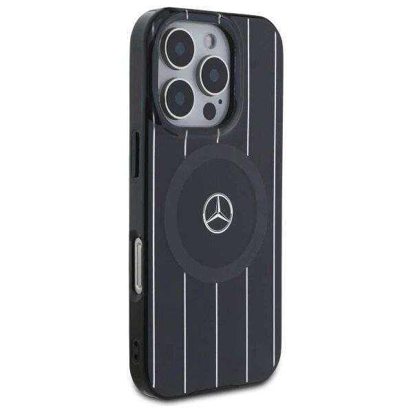 Mercedes MB Double Layer Crossed Lines MagSafe Hülle iPhone 16 Pro Max – Schwarz