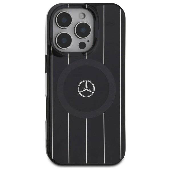 Mercedes MB Double Layer Crossed Lines MagSafe Hülle iPhone 16 Pro Max – Schwarz