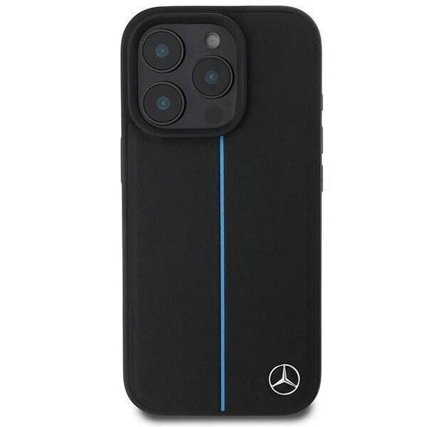 Mercedes MB Blue Line MagSafe-Lederhülle iPhone 16 Pro Max – Schwarz